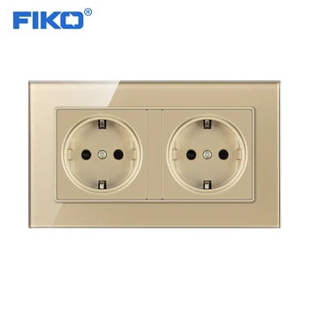 FIKO Crystal Tempered Pure Glass Panel 16A Double EU Standard Wall Power Socket Grounded With Child Protective Lock 146 Type
FIKO Crystal Tempered Pure Glass Panel 16A Double EU Standard Wall Power Socket Grounded With Child Protective Lock 146 Type