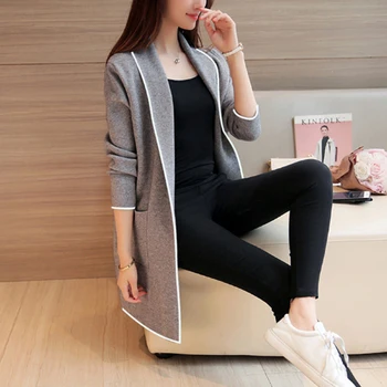 Women Spring Autumn Medium-long Cardigan 2020 New female elegant Turn-down Collar Outerwear Coat
Women Spring Autumn Medium-long Cardigan 2020 New female elegant Turn-down Collar Outerwear Coat