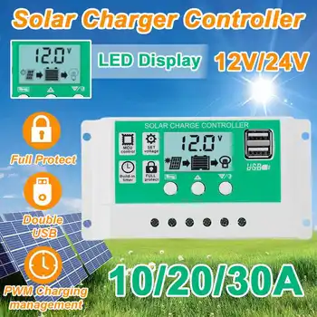 10A 20A 30A LCD Dual USB Solar Charge Controller 12V 24V Auto PWM 5V Output Solar Cell Panel Regulator Home Battery Charger
10A 20A 30A LCD Dual USB Solar Charge Controller 12V 24V Auto PWM 5V Output Solar Cell Panel Regulator Home Battery Charger