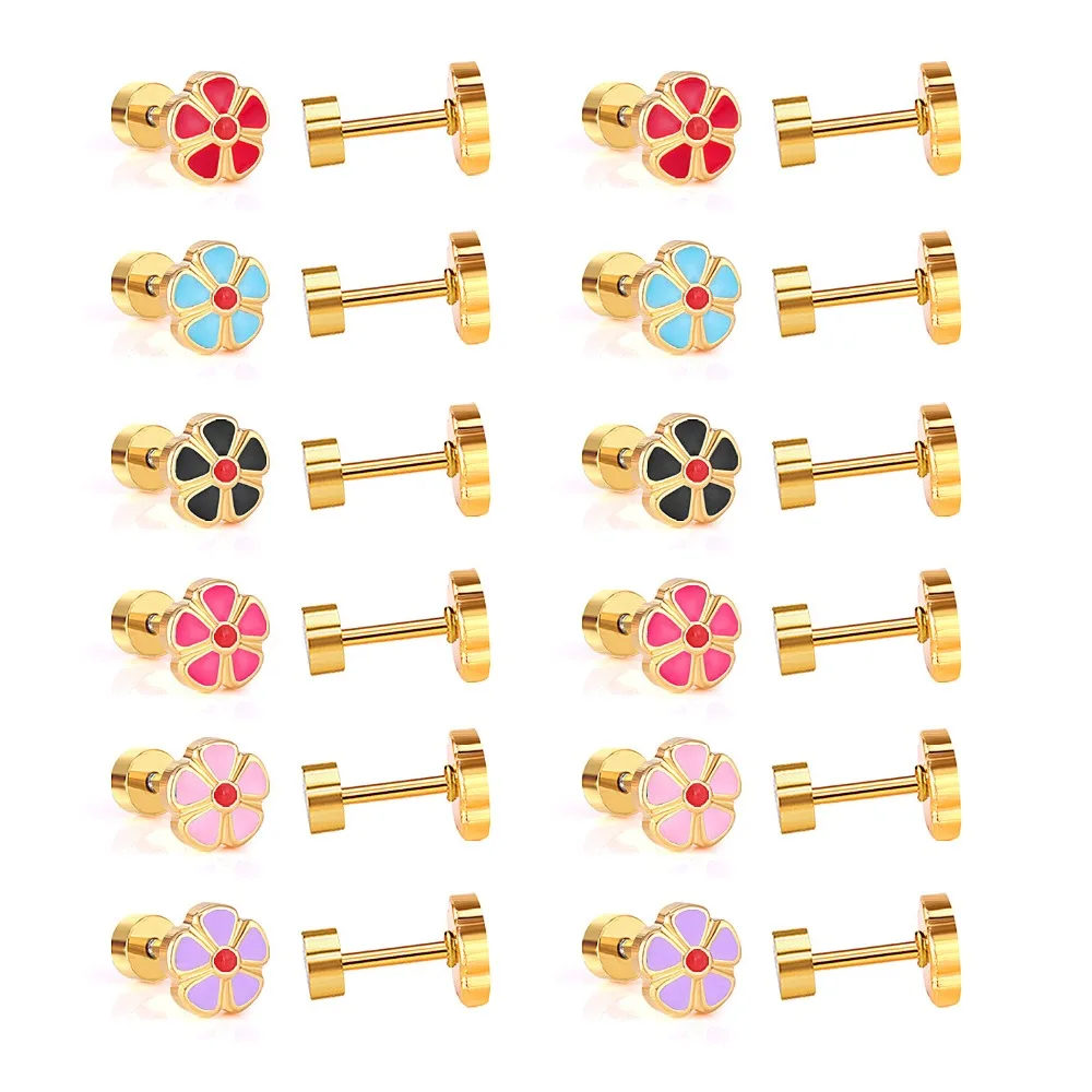 12Pairs/Lot Wholesale 316L Stainless Steel Mix Color Stud Earrings Surgical Earrings Screw Back Ear Lot Jewelry Accessories
12Pairs/Lot Wholesale 316L Stainless Steel Mix Color Stud Earrings Surgical Earrings Screw Back Ear Lot Jewelry Accessories