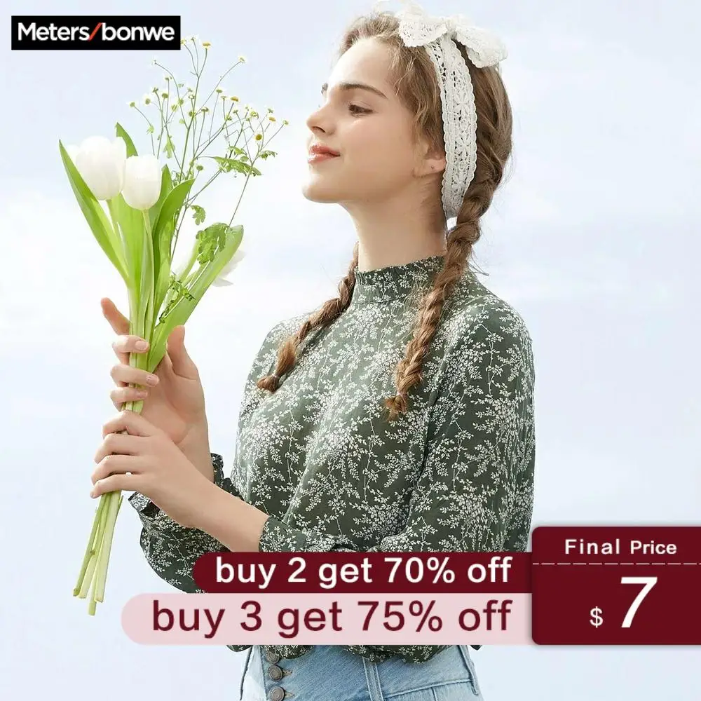 Metersbonwe Spring New Women Blouses Fashion Floral Loose Sweet Girls Student office Blouse Casual fresh chiffon Base shirt
Metersbonwe Spring New Women Blouses Fashion Floral Loose Sweet Girls Student office Blouse Casual fresh chiffon Base shirt