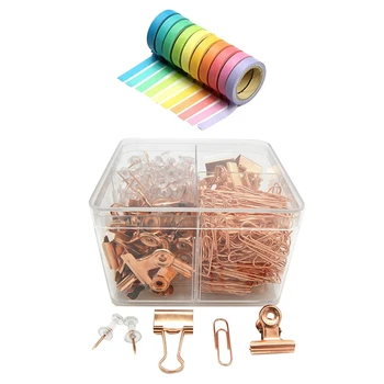 10Pcs Decorative Rainbow Sticky Paper Masking Adhesive Tape & 1 Set Push Pins Binder Clips Paper Clips Map Tacks Sets
10Pcs Decorative Rainbow Sticky Paper Masking Adhesive Tape & 1 Set Push Pins Binder Clips Paper Clips Map Tacks Sets