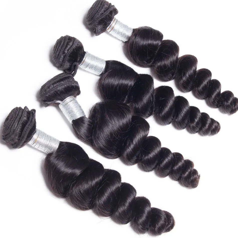 Peruvian Loose Wave Bundles With Closure 100 Human Hair 3 Bundles With 4*4 Closure Remy Hair Extension 