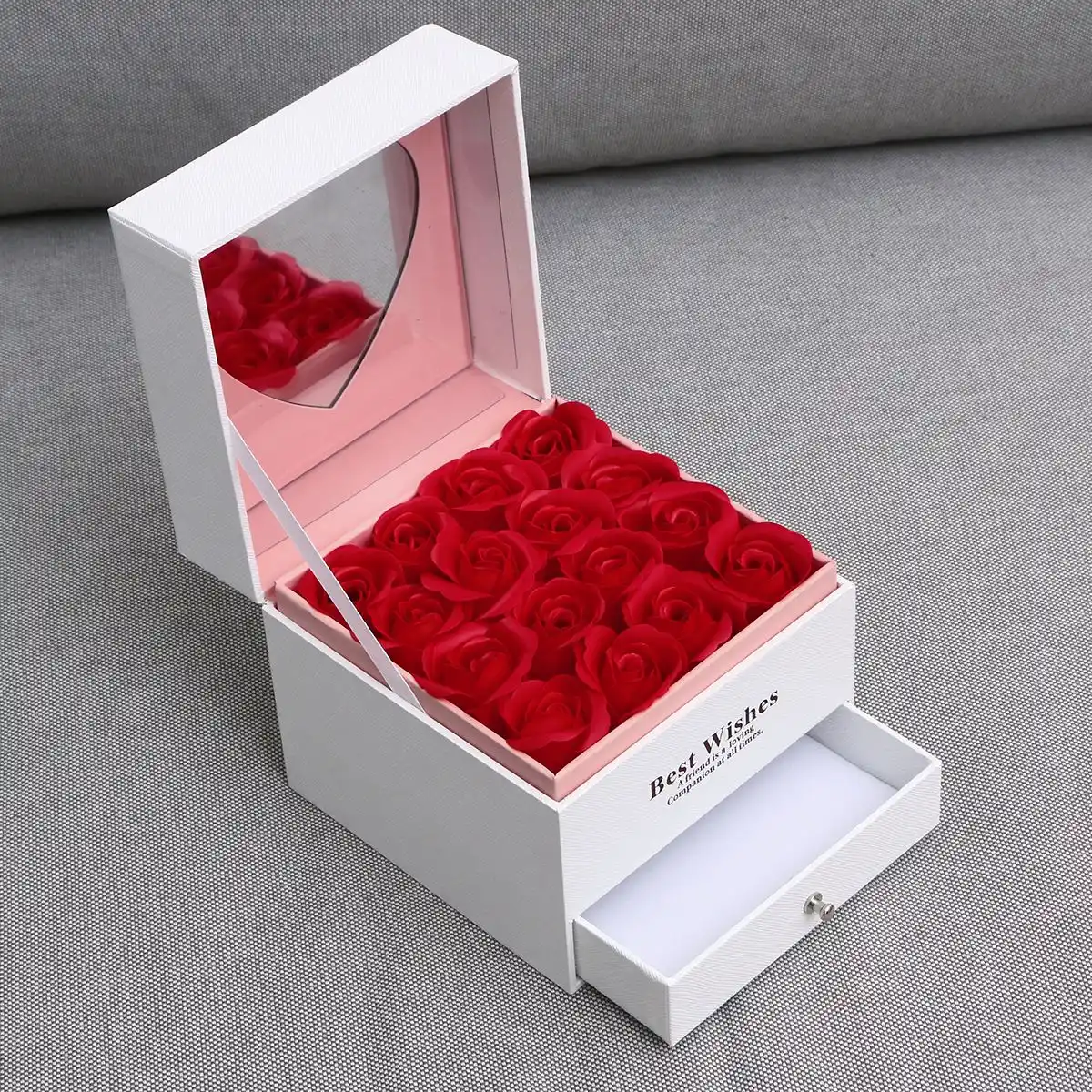 soap rose flower double drawer wood necklace gift