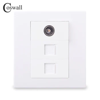 Coswall Wall Outlet PC Panel 1 Gang Female TV Jack+ 2 Gang CAT6 RJ45 Internet Computer Data Connector Modular 86*86mm
Coswall Wall Outlet PC Panel 1 Gang Female TV Jack+ 2 Gang CAT6 RJ45 Internet Computer Data Connector Modular 86*86mm
