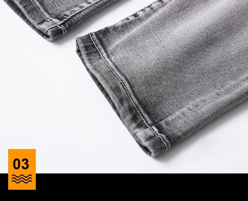 Vintage Jeans Men's Slim Fit Straight Pants Streetwear Gray Stretch Denim Trousers Vintage Jeans Men's Slim Fit Straight Pants Streetwear Gray Stretch Denim Trousers