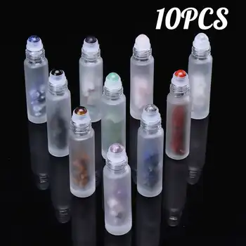 10Pcs Roller Ball Refillable Bottles 10ml Portable Frosted Glass Crystals Essential Oil Gemstone Roller Ball Chip Inside Bottles 
10Pcs Roller Ball Refillable Bottles 10ml Portable Frosted Glass Crystals Essential Oil Gemstone Roller Ball Chip Inside Bottles