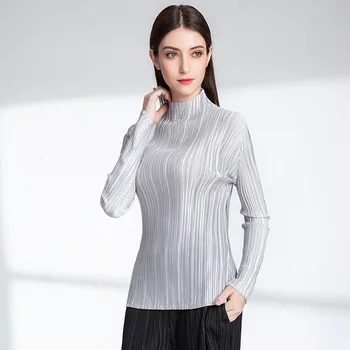 LANMREM Solid Color Pleated Female T-shirt 2020 autumn New Long-sleeved High Neck Slim Was Thin T-shirt Casual Top PC351
LANMREM Solid Color Pleated Female T-shirt 2020 autumn New Long-sleeved High Neck Slim Was Thin T-shirt Casual Top PC351