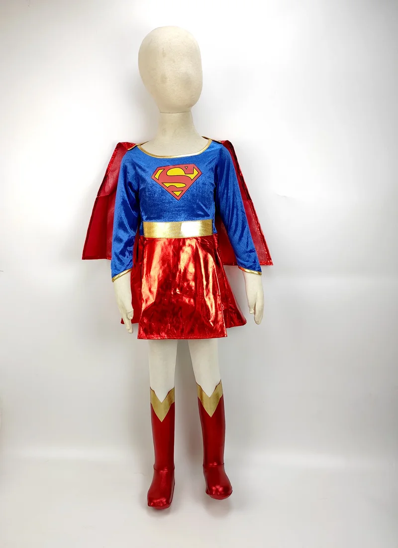 Новинка 2020 Детский милый костюм для девочек Хэллоуина с суперменом Пурим детей