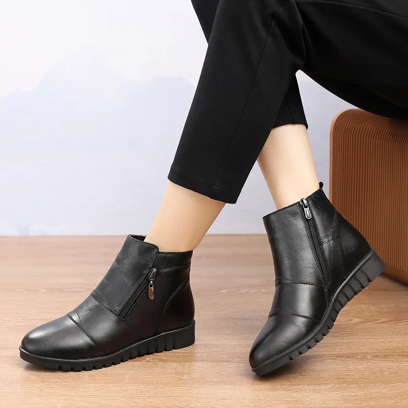 2019 Fashion Ankle Boots Women Genuine Leather Flats Boots Winter Shoes Woman Warm Non-Slip Black Brown Women Boots
2019 Fashion Ankle Boots Women Genuine Leather Flats Boots Winter Shoes Woman Warm Non-Slip Black Brown Women Boots