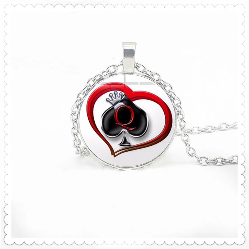 2020 Latest Secret Tag Poker Black Q Queen's Heart Print Necklace Glass Convex 3D Effect Pendant Men and Women Fashion Necklace
2020 Latest Secret Tag Poker Black Q Queen's Heart Print Necklace Glass Convex 3D Effect Pendant Men and Women Fashion Necklace