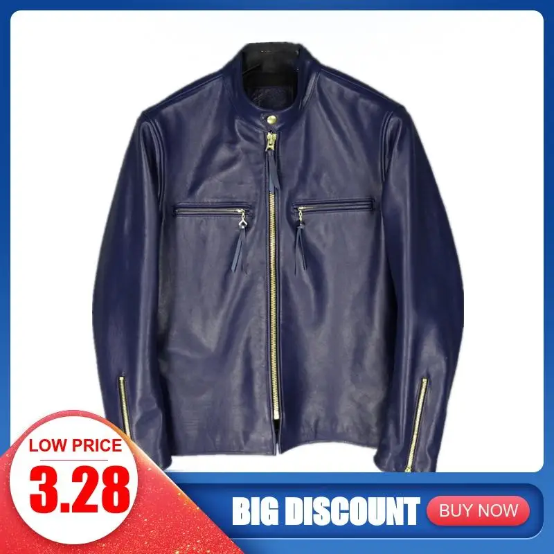 2020 Blue Men American Casual Style Biker's Leather Jacket Plus Size 3XL Genuine Cowhide Autumn Slim Fit Motorcycle Leather Coat
2020 Blue Men American Casual Style Biker's Leather Jacket Plus Size 3XL Genuine Cowhide Autumn Slim Fit Motorcycle Leather Coat