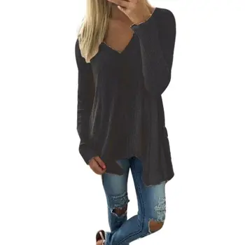 Women Autumn Stylish Loose V-collar Solid Color All-match Casual Long Sleeve Pullover Sweater
Women Autumn Stylish Loose V-collar Solid Color All-match Casual Long Sleeve Pullover Sweater