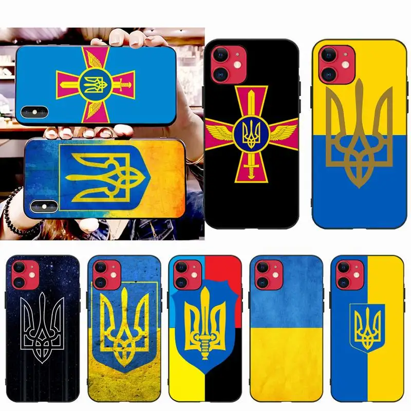 Чехол для телефона PENGHUWAN с флагом Украины черный мягкий чехол iPhone 11 pro XS MAX 8 7 6 6S Plus X