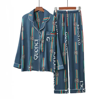 2020 New Silk Women's Pajamas Sets Long Sleeve Button Down Sleepwear Nightwear Lounge Sets pyjamas pijama pijamas pizama damska
2020 New Silk Women's Pajamas Sets Long Sleeve Button Down Sleepwear Nightwear Lounge Sets pyjamas pijama pijamas pizama damska