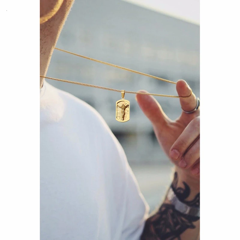 ITALIAN LANGUAGE BIBLE JESUS DOG TAG PENDANT NECKLACE STAINLESS STEEL CHRISTIAN FAITH JEWELRY | Украшения и аксессуары