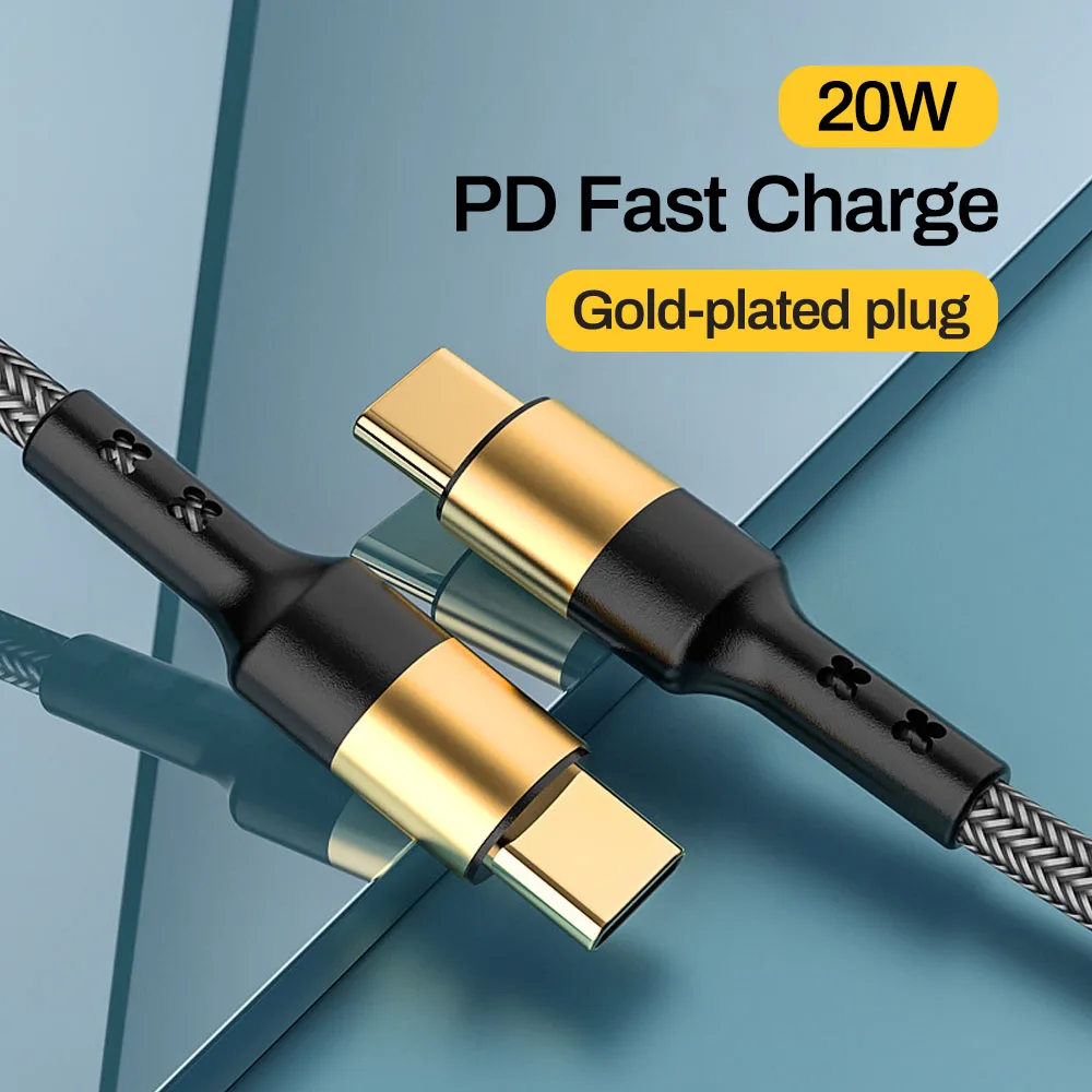 Tomtif 1.2m PD Type C To USB Cable Male Golden Plug Data Wire For Samsung Xiaomi iPhone Fast Charging 3A | Мобильные телефоны и