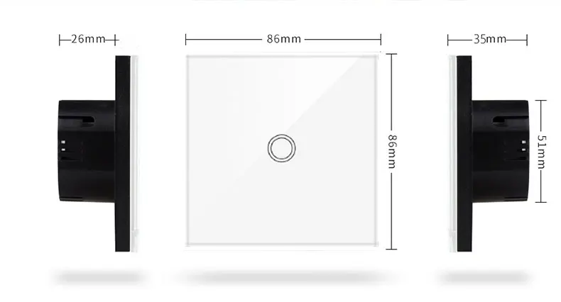 Szaoju Touch switch, EU standard, white crystal, glass panel,Wall switch, AC110-220v, 1 Set 1 Way wall light, wall touch screen