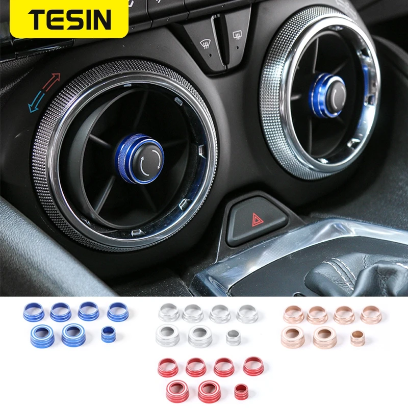 TESIN Car Dashboard Headlights Control Air Vent Adjust Button Switch Cover Ring Trim Kits for Chevrolet Camaro 2017+ Accessories
TESIN Car Dashboard Headlights Control Air Vent Adjust Button Switch Cover Ring Trim Kits for Chevrolet Camaro 2017+ Accessories