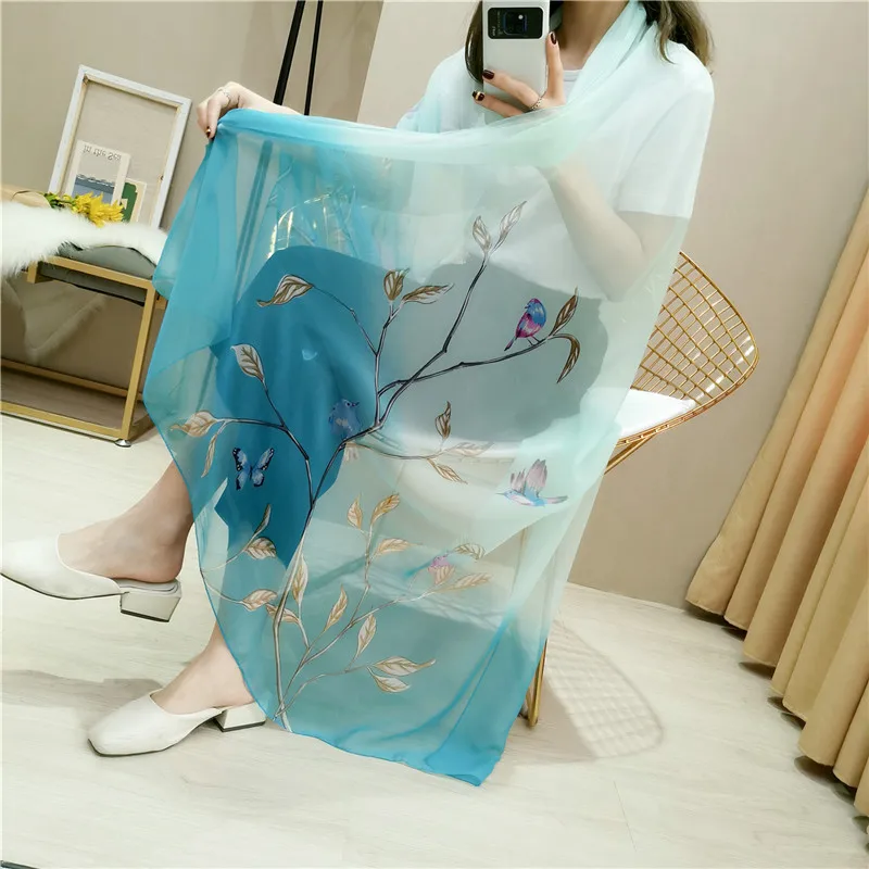Summer Thin Soft Yarn Silk Scarf Bird Branch Gradient Color Shawls and Wraps Chale Femme Foulard En Soie Moda Mujer Fashion 2020
Summer Thin Soft Yarn Silk Scarf Bird Branch Gradient Color Shawls and Wraps Chale Femme Foulard En Soie Moda Mujer Fashion 2020