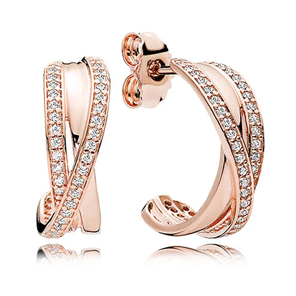 New 925 Sterling Silver Earring Rose Entwined Circles With Crystal Hanging Earrings For Women Wedding Gift Fine Pandora Jewelry
New 925 Sterling Silver Earring Rose Entwined Circles With Crystal Hanging Earrings For Women Wedding Gift Fine Pandora Jewelry