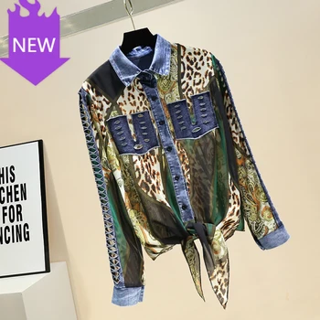 Leopard Chiffon Shirt Women's Long Sleeve Blouse Blusas Mujer De Moda 2020 Fashion Blouse for Woman Summer New Denim Stitching
Leopard Chiffon Shirt Women's Long Sleeve Blouse Blusas Mujer De Moda 2020 Fashion Blouse for Woman Summer New Denim Stitching