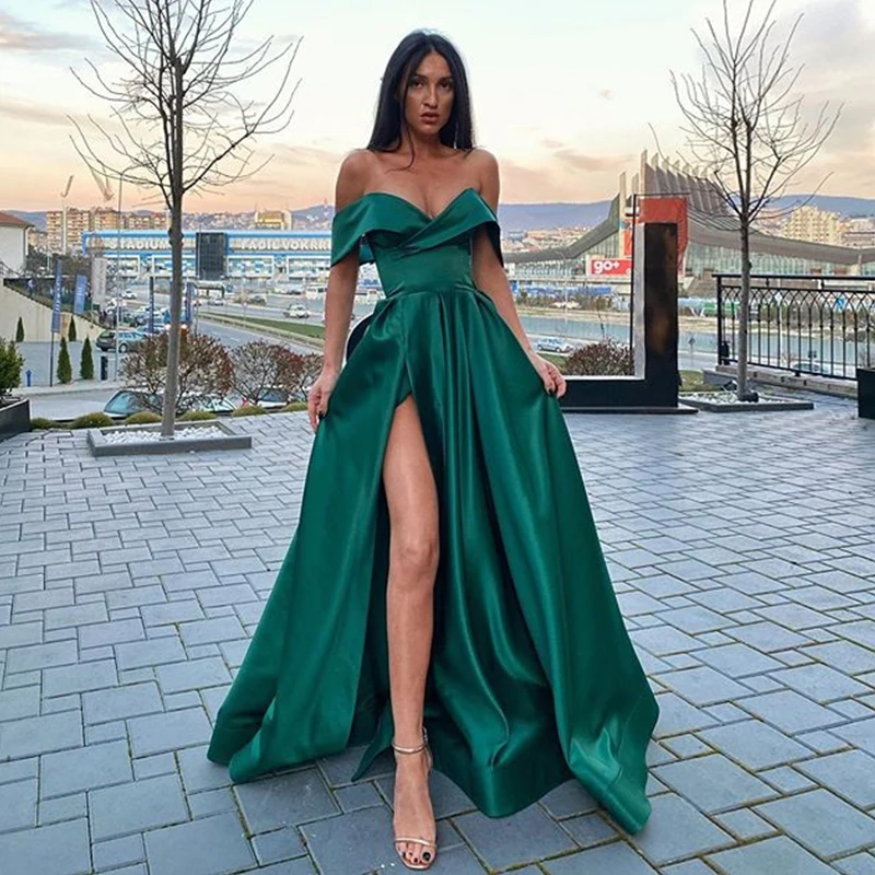 Simple Style Green Off the Shoulder High Slit A Line Floor Length Mexico Prom Dress Birthday Party Dress
Simple Style Green Off the Shoulder High Slit A Line Floor Length Mexico Prom Dress Birthday Party Dress