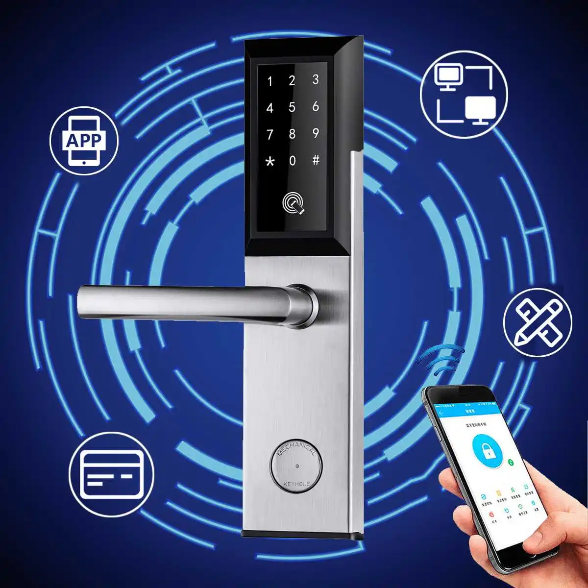 Electronic Digital Door Lock Wifi Control Touch Keypad Entry Smart Door Locks App Remote Home Hotel Apartment Code
Electronic Digital Door Lock Wifi Control Touch Keypad Entry Smart Door Locks App Remote Home Hotel Apartment Code