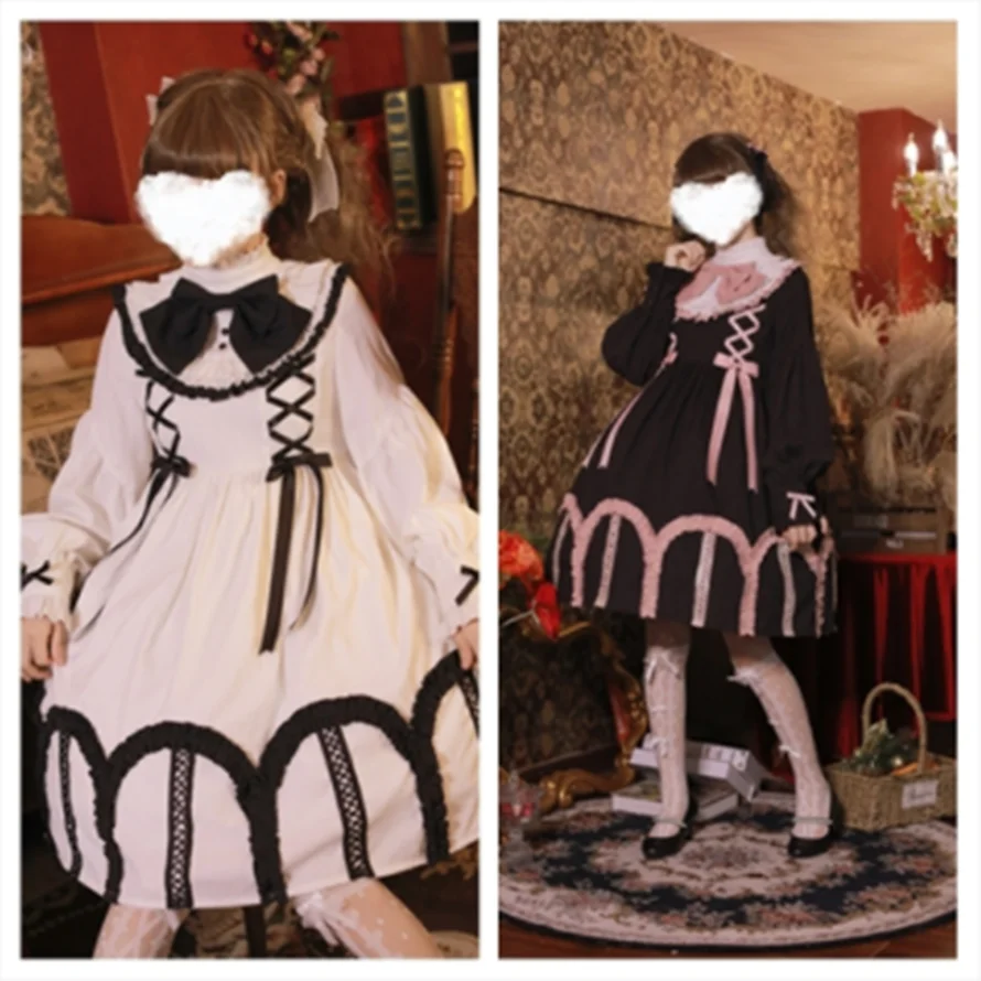 

kawaii girl gothic lolita op Gothic palace sweet princess lolita dress vintage falbala bowknot stand high waist victorian dress