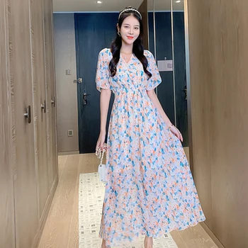 Summer Pink Floral Chiffon Maxi Dress French Sweet Ruffles V-neck Plus Size Women Vintage Casual Fashionable Dresses Elegant
Summer Pink Floral Chiffon Maxi Dress French Sweet Ruffles V-neck Plus Size Women Vintage Casual Fashionable Dresses Elegant