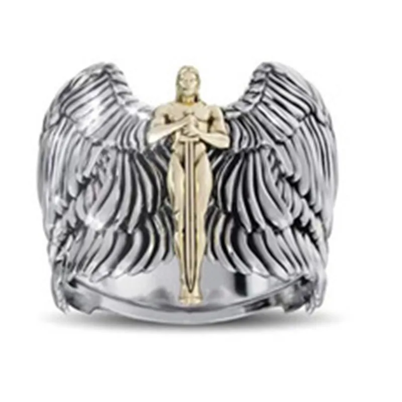 Milangirl Punk Men's Ring Retro Angel Wings Cross Signet Rings For Men Vintage Goddess Of Justice Anillos Viking Jewelry
Milangirl Punk Men's Ring Retro Angel Wings Cross Signet Rings For Men Vintage Goddess Of Justice Anillos Viking Jewelry