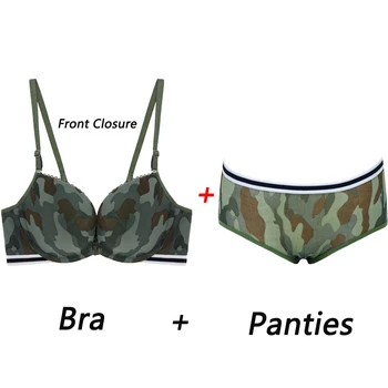 Elovegirls Camouflage Army Green Gathered Front Buckle Underwear Set Fashion Soft Sexy Comfortable Small Chest Bra Set
Elovegirls Camouflage Army Green Gathered Front Buckle Underwear Set Fashion Soft Sexy Comfortable Small Chest Bra Set