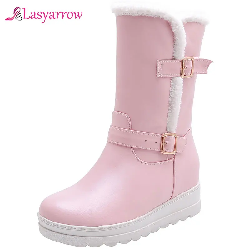 Lasyarrow New sexy buckle women boots winter women snow boots ladies shoes high heels boots wedges shoes woman black white pink
Lasyarrow New sexy buckle women boots winter women snow boots ladies shoes high heels boots wedges shoes woman black white pink