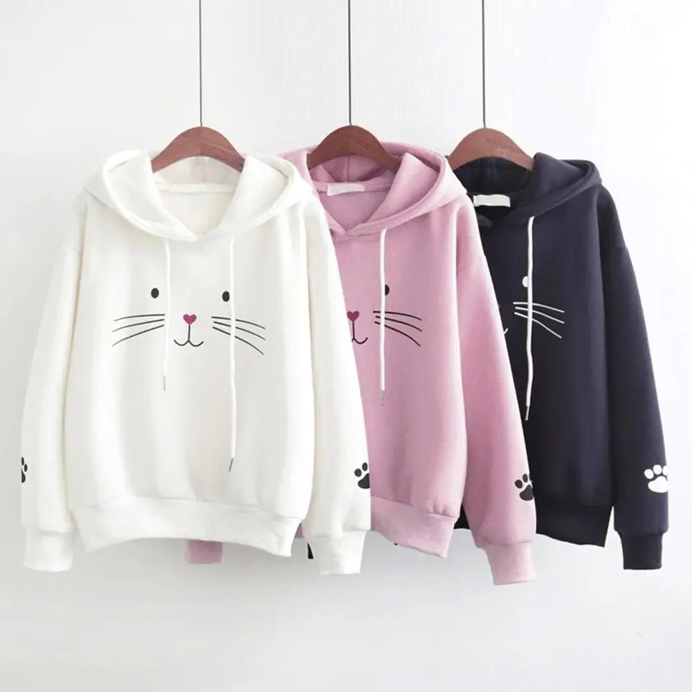 2020 Autumn Winter Women Hoodies Solid color kitten Sweat shirt Multiple colors are available Add wool long sleeve casual style
2020 Autumn Winter Women Hoodies Solid color kitten Sweat shirt Multiple colors are available Add wool long sleeve casual style
