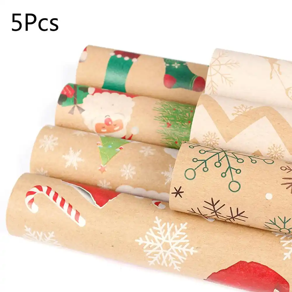 5pc christmas gift wrapping paper cartoon pattern packing paper