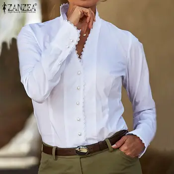 Stylish Women OL Blouse ZANZEA Spring V Neck Long Sleeve Tops Casual Lace Ruffles Shirts Buttons Down Blusas Femme Robe Chemise
Stylish Women OL Blouse ZANZEA Spring V Neck Long Sleeve Tops Casual Lace Ruffles Shirts Buttons Down Blusas Femme Robe Chemise