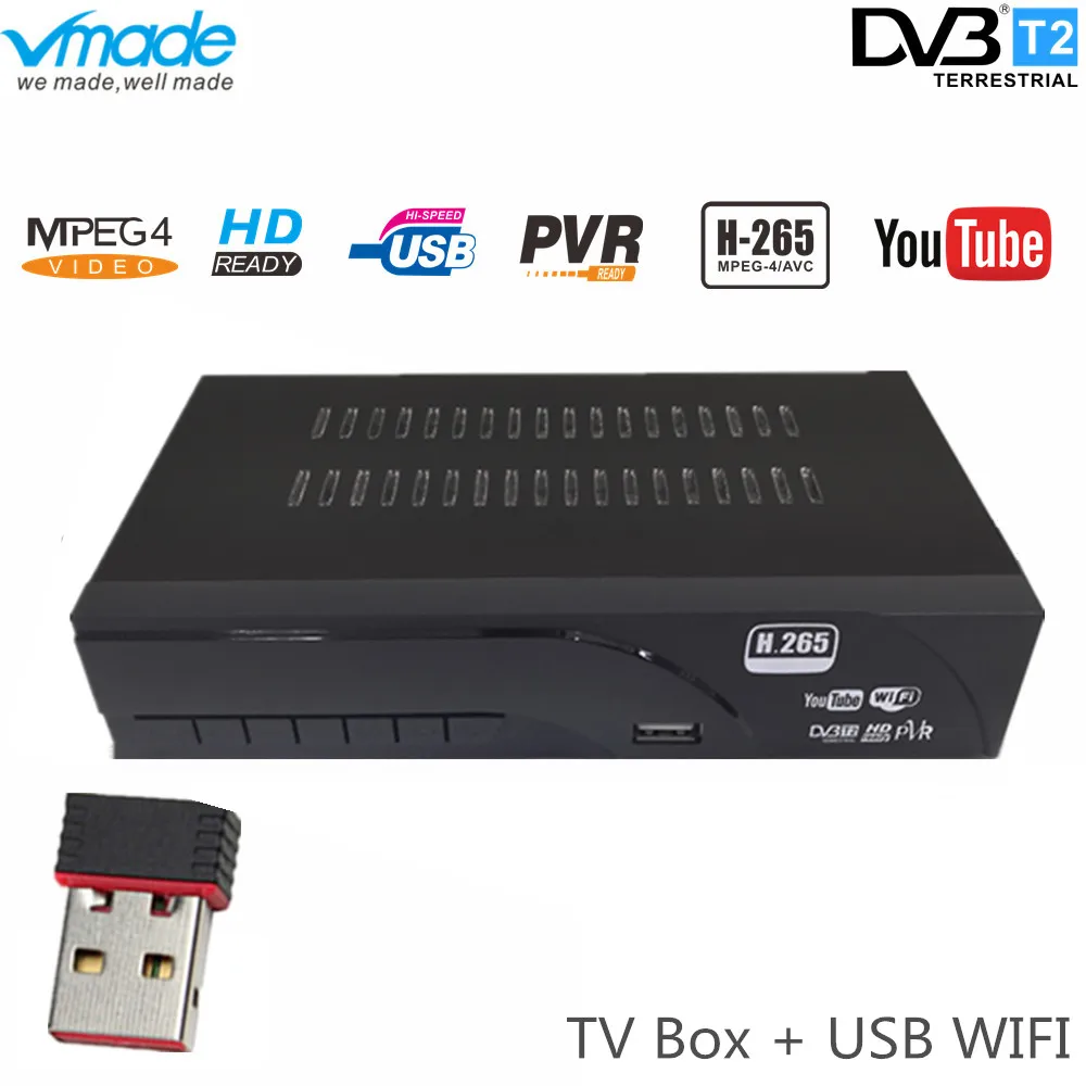 Vmade TV receiver Fully used for DVB-T2 Digital Terrestrial H.265 with SCART support Dobly AC-3 + USB wifi Dongle set top box
Vmade TV receiver Fully used for DVB-T2 Digital Terrestrial H.265 with SCART support Dobly AC-3 + USB wifi Dongle set top box