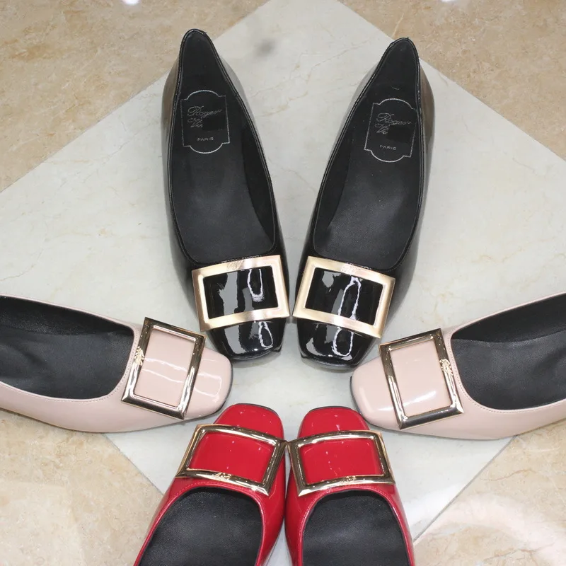 Low Heel Heels RV Square Buckle WOMEN'S Shoes Patent Leather Genuine Leather Flat Keel Thin Shoes Square Head Low-Cut Small Chil
Low Heel Heels RV Square Buckle WOMEN'S Shoes Patent Leather Genuine Leather Flat Keel Thin Shoes Square Head Low-Cut Small Chil