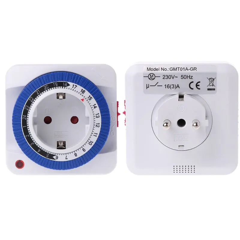 EU 24 Hours Timer Switch Socket 230V 16A 15min to 24H Programmable Energy Saving Timer Switch Socket
EU 24 Hours Timer Switch Socket 230V 16A 15min to 24H Programmable Energy Saving Timer Switch Socket