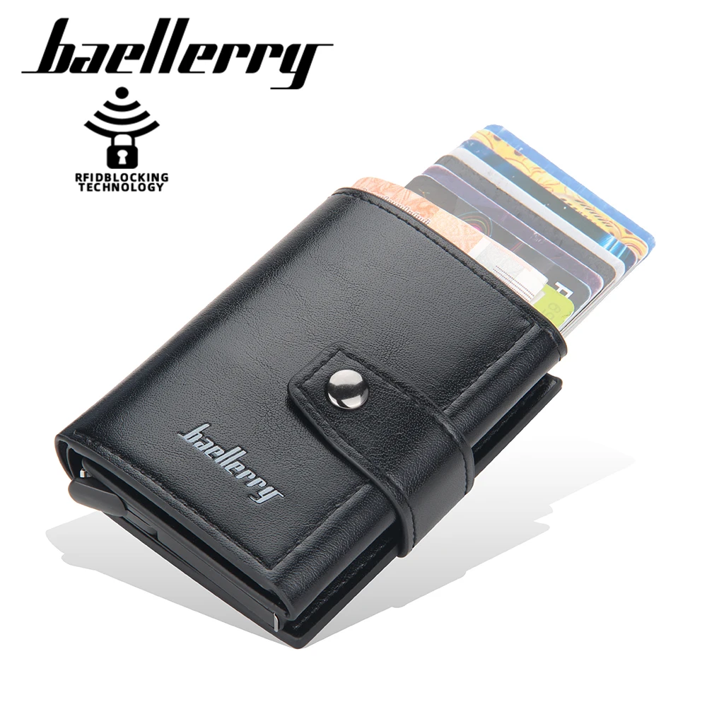 New RFID Blocking Protection Men Wallet ID Credit Card Holder Leather Metal Aluminum Business Bank Cardholder Purse | Багаж и сумки