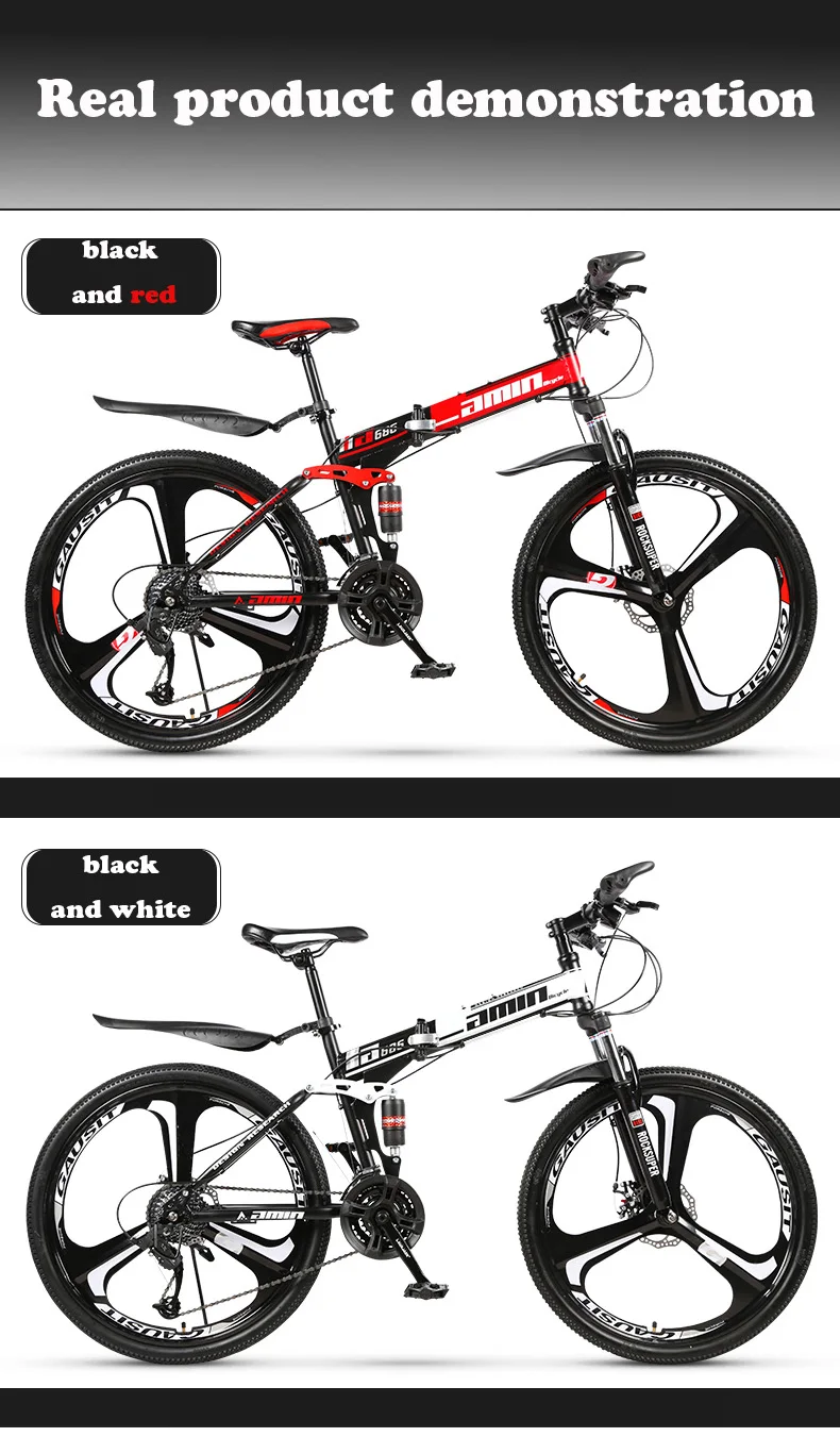 Flash Deal 24/26 "21-Speed Mountain Folding Bicycle Double Shock Absorption Variable Speed Fast Bike For Male And Female Students 9