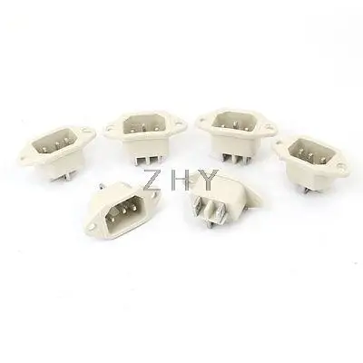 

AC 250V 10A IEC 320 C14 Male Plug 3P Screw Type Power Inlet Socket White 6 Pcs