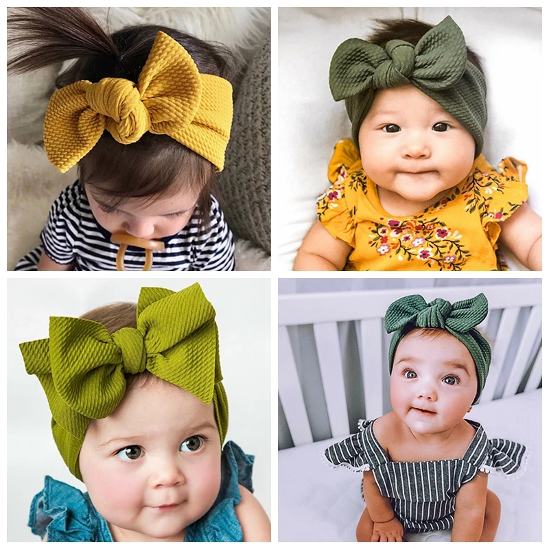 

3pcs/lot Lovely Handmade Bunny Ears Infant Elastic Headband Solid Color Knotted Baby Hairband Fashion Bows Headwear Kids Gifts