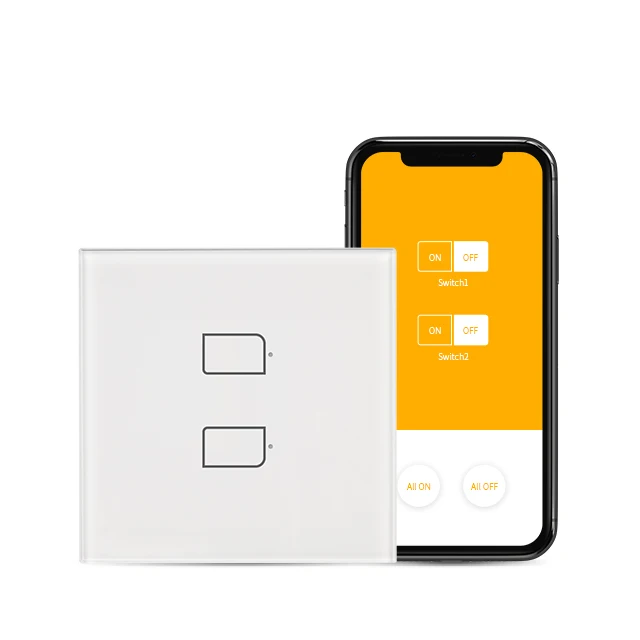 

BroadLink Bestcon TC2S-UK-2gang Single Live Wire Smart Remote Wall Light Switch Works with Alexa Google Assistant IFTTT