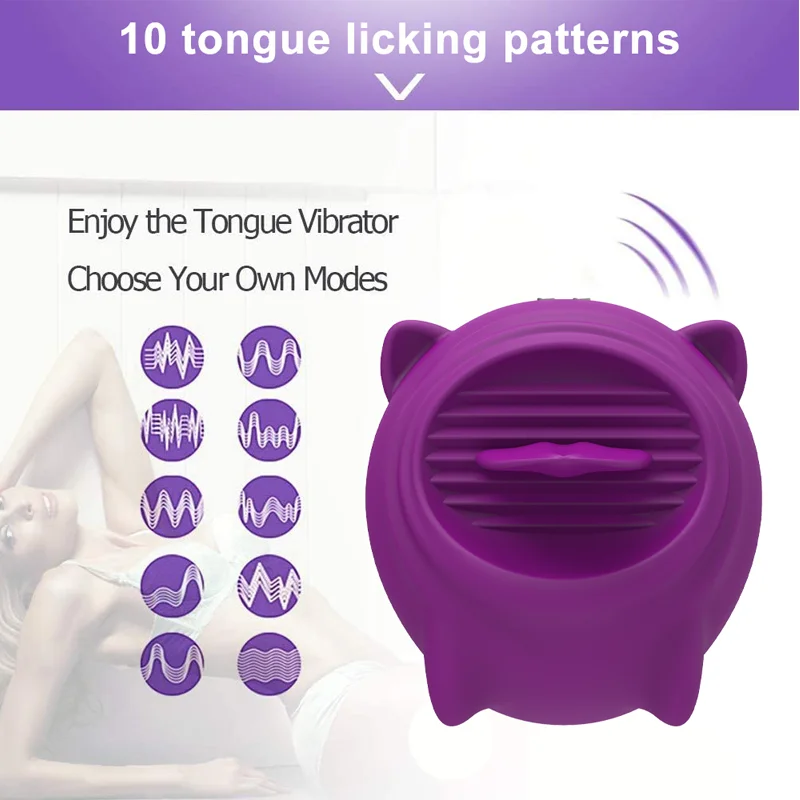Tongue Licking Vibrator For Women Lick Nipples Dildo Oral Sex