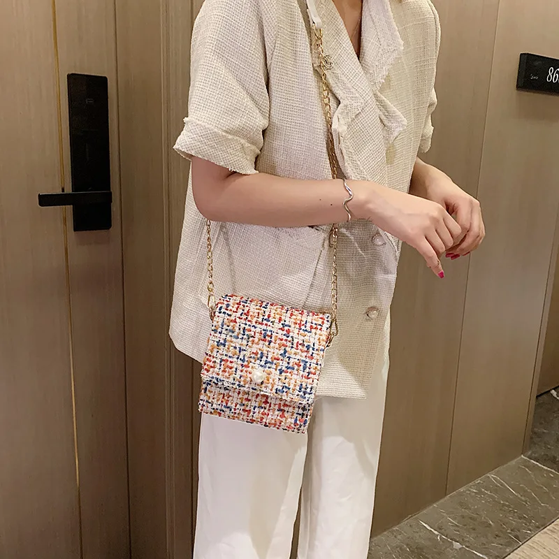 Fashion Woman 2019 New Summer Wool Colour Coloured Girl Chain Bag Slanting Xiaofang Bao Korean Edition Woman