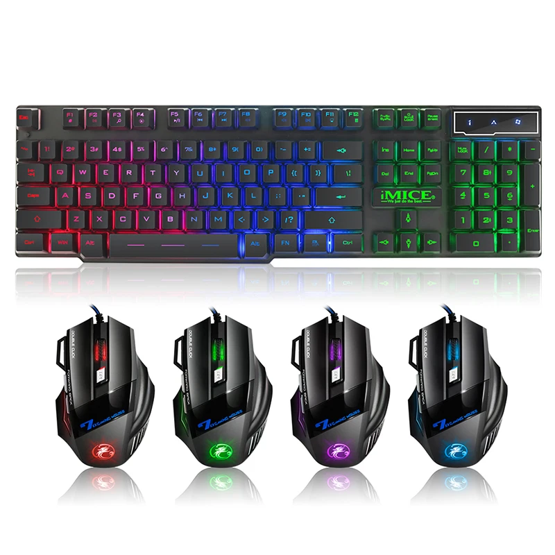 Game Keyboard and Mouse kit Colorful RGB Backlit Gaming mouse and keyboard 104 keys USB Wired Keyboards for Computer Laptop
Game Keyboard and Mouse kit Colorful RGB Backlit Gaming mouse and keyboard 104 keys USB Wired Keyboards for Computer Laptop