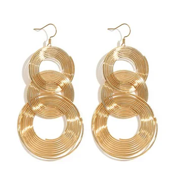 CH-657 Punk Gold Colour Big Geometric 3 Circle Metal Long Earrings For Women Bohemian Party Exaggerated Fashion Jewelry
CH-657 Punk Gold Colour Big Geometric 3 Circle Metal Long Earrings For Women Bohemian Party Exaggerated Fashion Jewelry