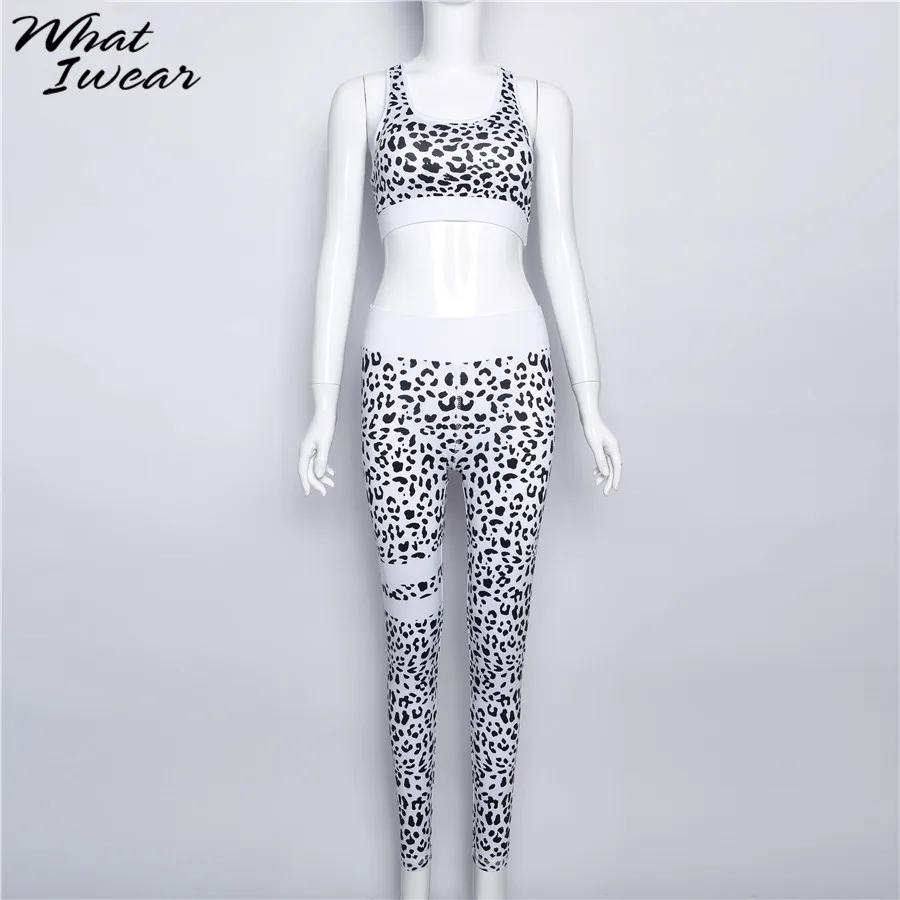 Women summer sets 2 pieces leopard print hot selling sporting suits sportwear stretched crop top high waitst leggings