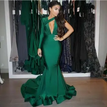 Satin Long Green Mermaid Evening Dresses with Sleeves Floor Length Zipper Back One Shoulder Formal Party Dresses for Women
Satin Long Green Mermaid Evening Dresses with Sleeves Floor Length Zipper Back One Shoulder Formal Party Dresses for Women